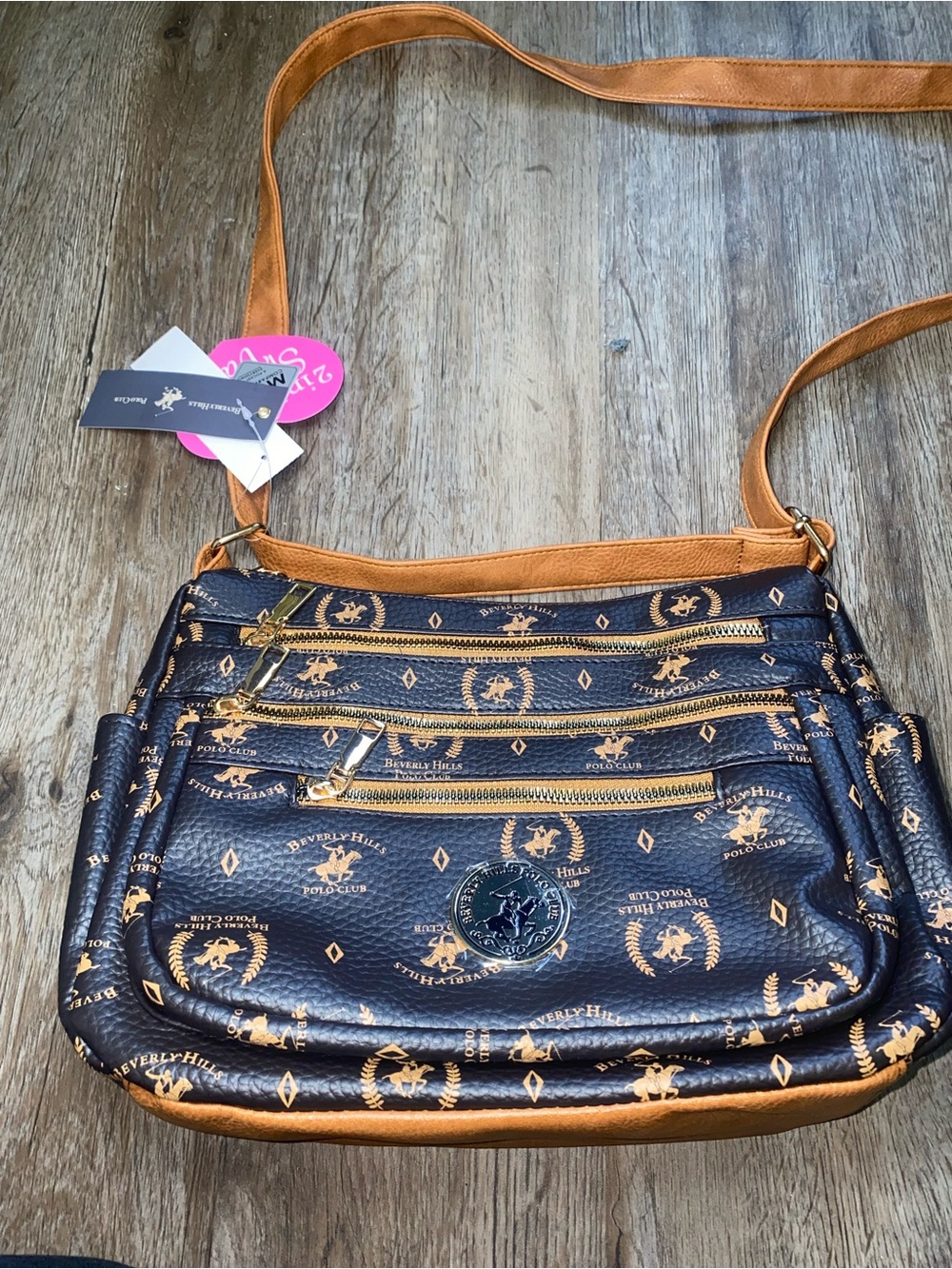 Beverly Hills Polo Club Black & Tan Crossbody Bag